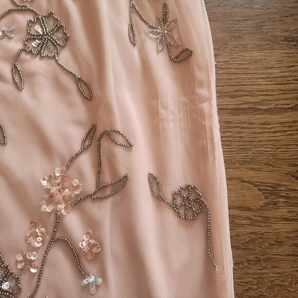 Adrianna Papell Beaded and Sequins Flutter-Sleeve Blush-Pink Dress. Size 10 - Picture 15 of 15